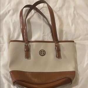 Elegant Cream and Brown Tote Bag